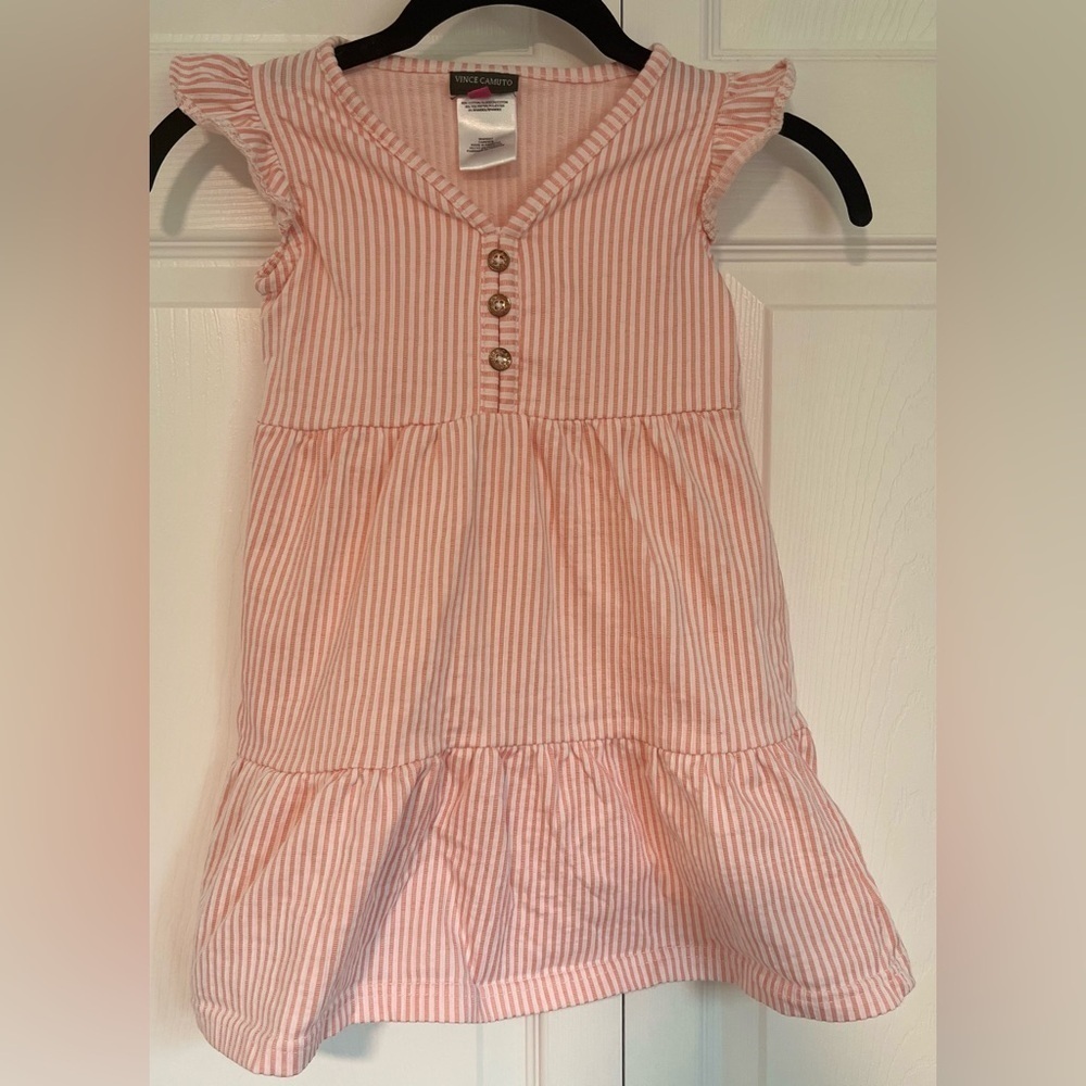Girl's Vince Camuto Pink/White Striped Pullover Dress
